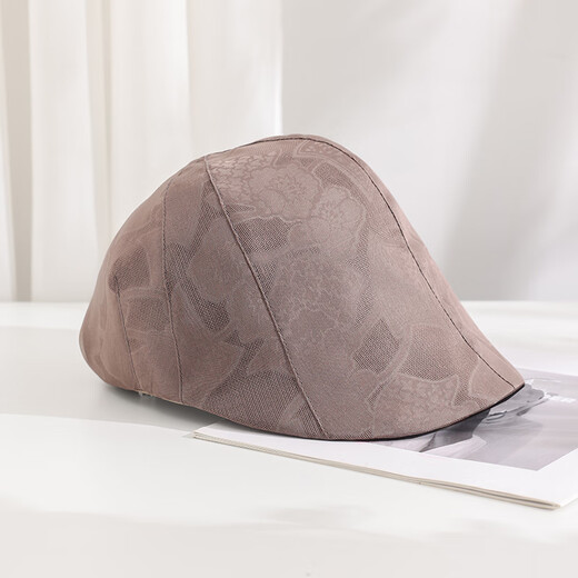Middle-aged and elderly women's hat Buta fragrant cloud gauze flower Luo Qianjin mulberry silk sunshade sun protection breathable versatile fashionable duck tongue milk tea color adjustable