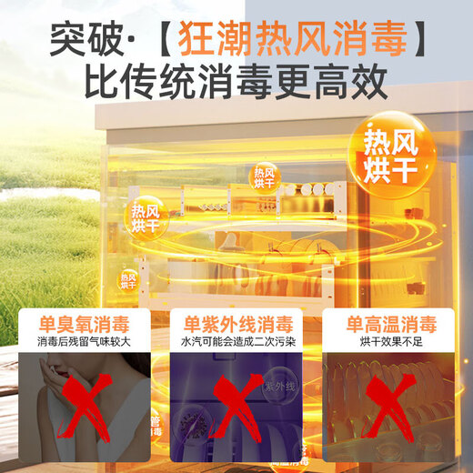 Rongsheng disinfection cabinet embedded household disinfection cupboard large capacity two-star tableware tableware kitchen high temperature inlaid type two-star 120L hot air circulation 304-layer rack 06A hot air