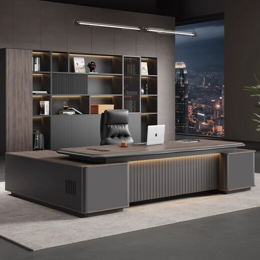 Boss office desk and chair combination light luxury and high-end young president executive desk simple modern executive general manager table 2.4m painted boss table + boss chair + 2.4m cabinet