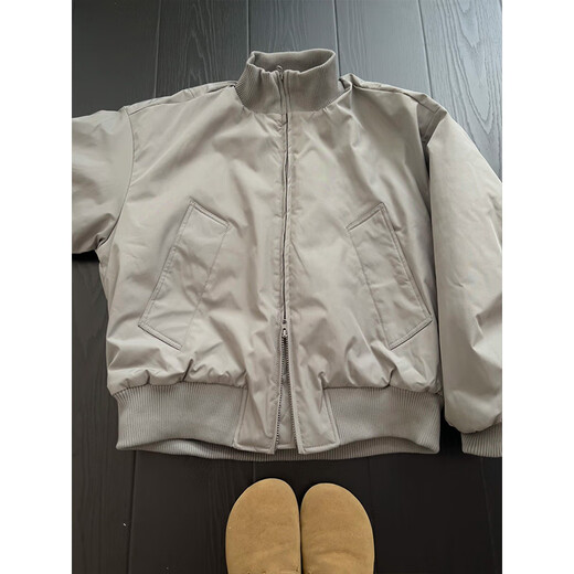 Jufeng Gray Cleanfit Flight Jacket Cotton Jacket Men's Winter Thickened Warm Cotton Jacket Short Profile Stand Collar Baseball Jacket Light Gray Cotton Upgraded M