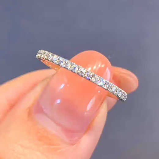 Chow Tai Sang Ring Women's Platinum Niche Design Fashion Personalized Plain Ring Comes with Exquisite Box (Platinum-Half Circle Ring) No. 10