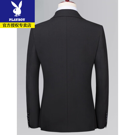 Playboy black wool suit suit for men, Korean style slim fit business formal suit, groomsmen and groom, wedding dress for men, 6823 black suit + trousers + vest + gift bag L 175
