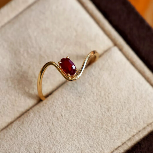 IDC cultured diamond 18K gold pigeon blood ruby ring rose gold wave light luxury twisted arm diamond ring as a gift for girlfriend 18k gold NGTC national inspection certificate 50 points