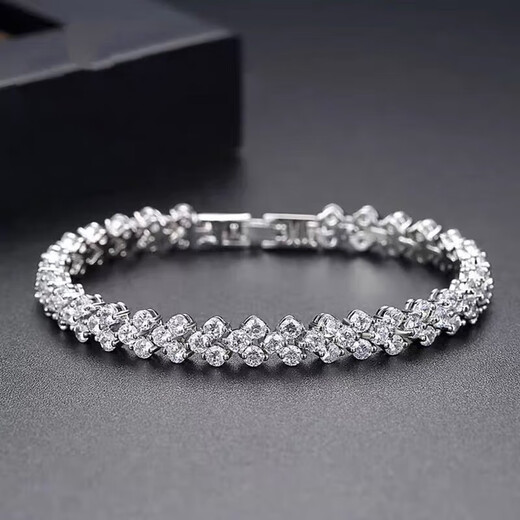 Half-grain quality 18k gold bracelet, platinum, beautiful full diamond, moissanite, and women's luxury bracelet jewelry, white gold 16cm