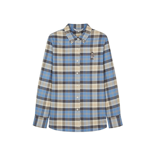 Teenie Weenie Bear Women's Shirt 2025 New Temperament Style Style Retro Plaid Shirt Blue L