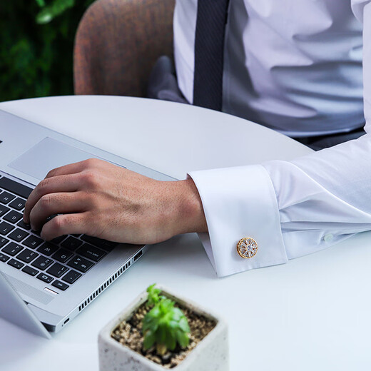 KFLK high-end cufflinks French shirt light luxury shirt cuff nails metal luxury hollow cuff nails men's Cfflinks gold