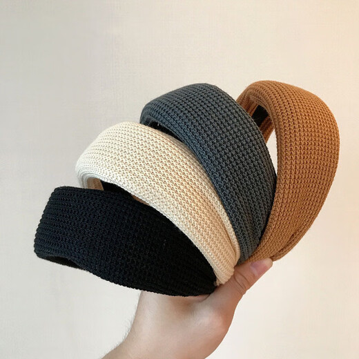 Zhao Liying's same style gray hair hoop for women 2025 new high-end hair bundle autumn and winter hairpin woolen wide edge knitted hair accessories knitted hair hoop gray - 1 piece