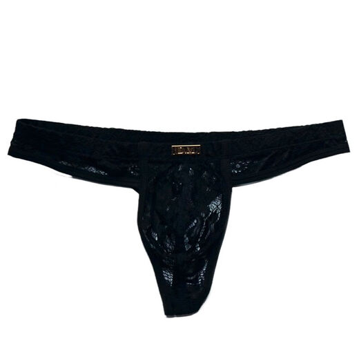 Men's underwear low-waisted sexy thong lace mesh mesh breathable strands empty summer T-shaped sexy temptation black L L weight 115-130 Jin Jin equals 0.5 kg
