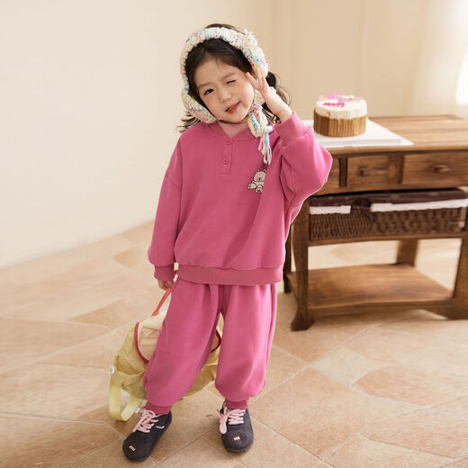 LUSON小O宝Okids童装宝宝加绒卫衣套装女超好看2025秋冬女童运动两件套