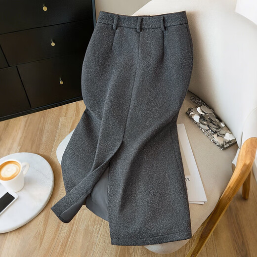 Sibaishe High Waist Skirt Women's 2025 Autumn New Fashion Solid Color Commuting Slit Slim Straight Skirt