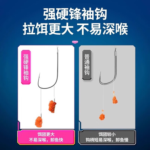 Strong front sleeve short sub-line double hook genuine super sensitive tied fishhook finished product strong pull black pit anti-winding sleeve hook with thorn hard front sleeve sub-line 0.4 hook No. 3