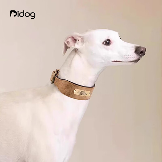 DidogPet anti-snag dog collar for large dogs, Golden Retriever, German Shepherd dog collar, engraving, anti-loss, medium-sized dog collar, strong and durable neck collar, classic brown (customized engraving), M-medium size (recommended weight 18-35Jin Jin equals 0.5 kg)