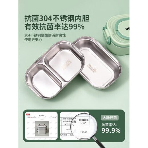 Thermos Thermos Long Insulated Lunch Box for Office Workers Microwaveable with Rice Bucket Multi-Layer Lunch Box for Primary School Students Three-Layer Simple White 2400ML + Insulation Bag Collection