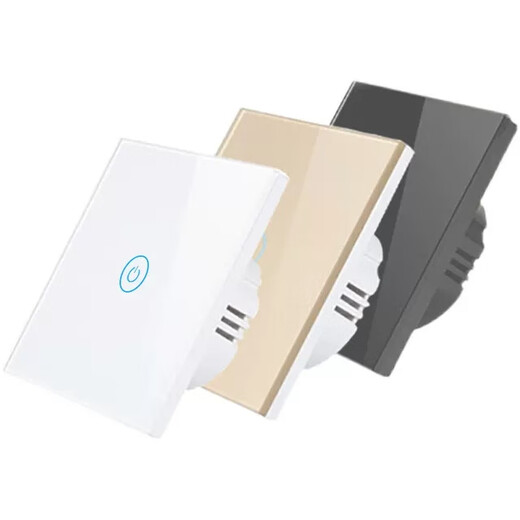 Type 86 single live wire light touch induction screen home wall tempered glass panel wired touch dual control switch white 3-on single control