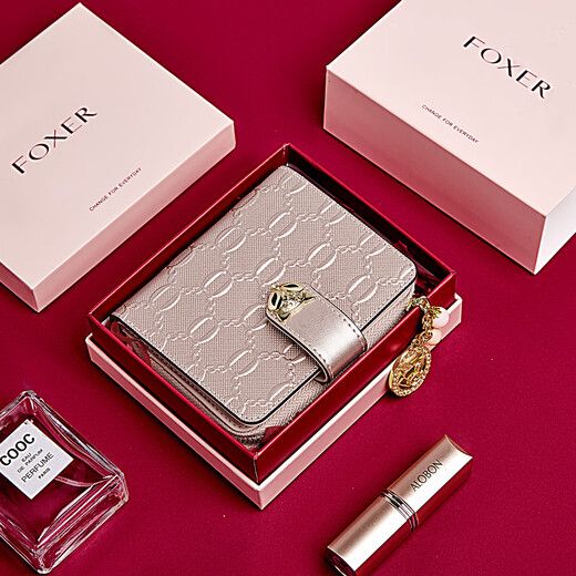 Gold fox leather women's wallet large capacity short card holder money note holder clutch bag coin purse light luxury girlfriend birthday gift