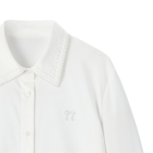 Leding Shopping Mall Same Style Easy-Care Twill Shirt Women's 25th Autumn and Winter New Top C1CAF4330 Off-White (Ready Stock) L
