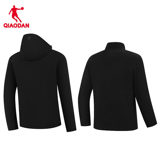 Jordan 3-in-1 Mountain God Jacket Men's Windbreaker Outdoor Mountaineering Windproof and Water-Repellent Hooded Jacket Black L