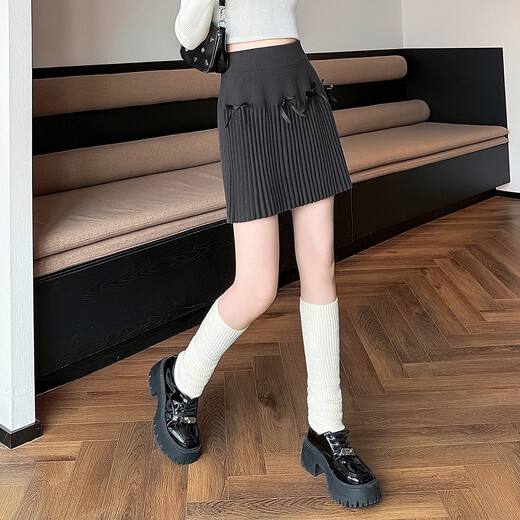 Tang Lion (TonLion) Guan Xiaotong's same style 2025 autumn and winter women's sweet lady bow woolen skirt versatile skirt trendy