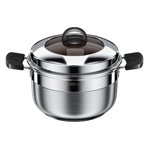 Steel rice stainless steel Japanese-style small steamer thickened steamer rice pot household multi-functional soup pot induction cooker gas stove universal new Japanese-style steamer 28cm