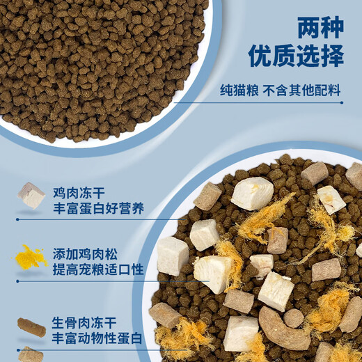 OIMG leopard cat cat food special for kittens and adult cats, universal Bengal full-price meat floss freeze-dried food, leopard cat special food upgrade (floss raw bone broiler 2.5kg
