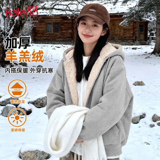 Baleno velvet jacket for women autumn and winter thickened sweatshirt for women 2025 new warm lamb wool cardigan thick section