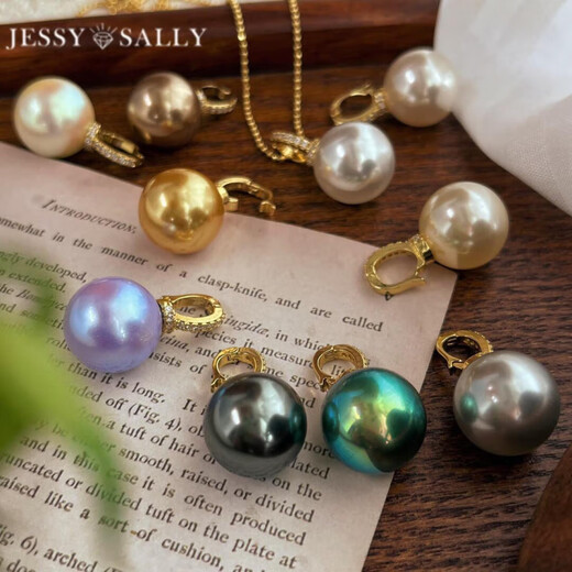 Yongsi light luxury grand pacifier buckle color single pearl pendant necklace bright light pendant 14K gold injection gold buckle platinum gray