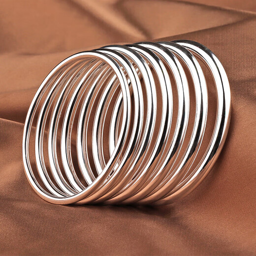 Jiaye quality bracelet platinum pt950 silver female 9999 silver ring smooth closed 20g - inner diameter 52mm recommended weight 75-85Jin Jin is equal to 0.5 kg