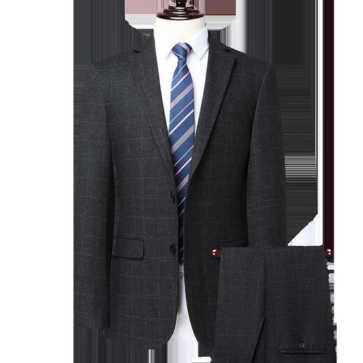 MONTAGUT suit men's winter thickened wool suit formal striped wedding banquet dress dad jacket 992 blue striped double slit two-piece set wool material XL 180/