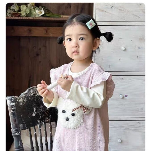 2025 New Girls Overalls Suit Autumn Fashionable Cute Baby Clothes Baby Two-piece Spring and Autumn Romper Suit Pink Dog Harness + Beige T 80