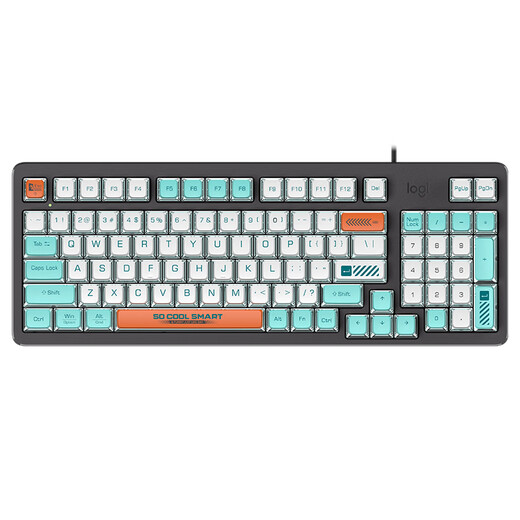 Logitech K848 mechanical keyboard wired gaming e-sports AI full-key hot-swappable customized DIY personalized PDT keycap computer office keyboard K848 black + aurora blue keycap
