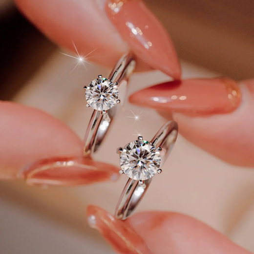 MZMZ platinum ring for women pt950 platinum proposal diamond ring engagement ring Valentine's Day birthday gift for girlfriend and wife local warehouse/next day delivery - light luxury six-claw diamond ring one carat