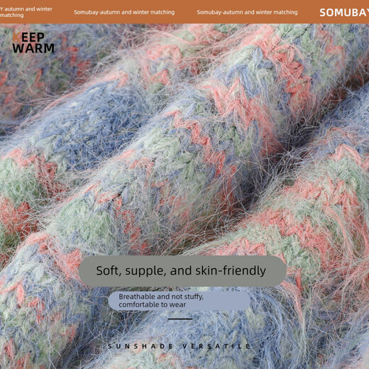 SOMUBAY (SOMUBAY) Plush Hat Women's Winter Warmth Ear Protection Large Head Circumference Shows Small Face 2025 New Wool Pullover Knitted Hat Autumn and Winter Blue One Size