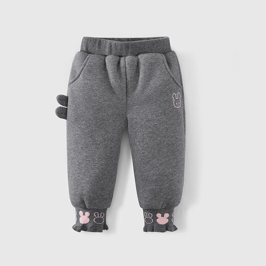 JELLYBABY velvet cartoon ribbed solid color cotton pants, winter baby pants, girls' sports warm pants, legged pants