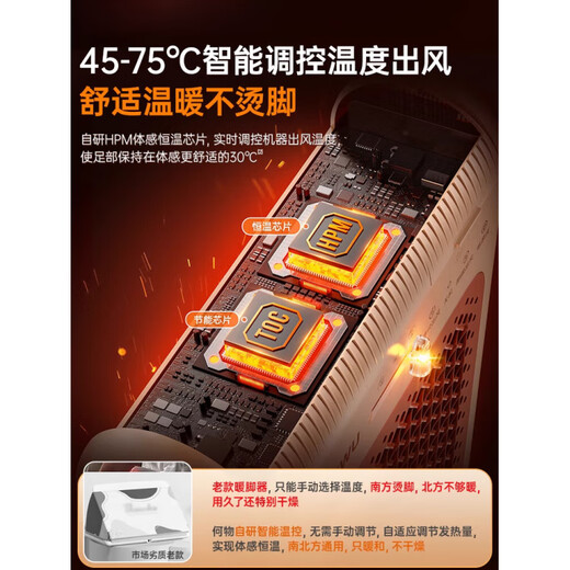 YRYE Midea (Mide) Same Style 2025 Hewu Foot Warmer Office Under Desk Heater Winter Foot Warming Artifact Dormitory Heated Foot Mat Warmer Feet Flagship Latte Coffee Instantly Hot Warm Wind Blows All Over the Body Silently to Dispel the Cold