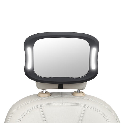 Qixun Car Baby Rearview Mirror Baby Auxiliary Observation Mirror Child Safety Seat Reverse Mirror Universal LED Light Remote Control Black (360 Degree Rotation)