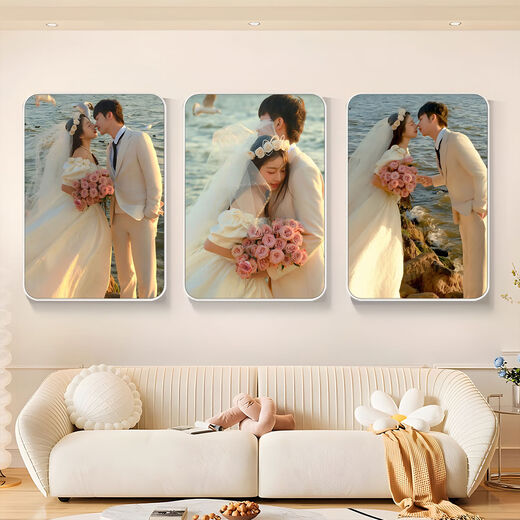 Yusenyi photo frame, stage setting, photos customized, made into crystal album, washed, printed, wedding photos, hung on the wall, Korean cold carving - high-definition lamination, horizontal or vertical, 40 walls, 75*100cm, thickened and mounted, shipped