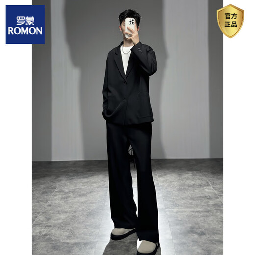 ROMON Ryder's matching suit suit men's oversized casual suit two-piece loose, mature, handsome, champagne color L