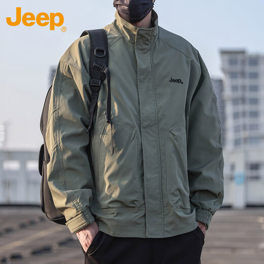 Jeep (JEEP) jacket men's jacket autumn and winter stand collar executive casual loose American clothes men's green XL