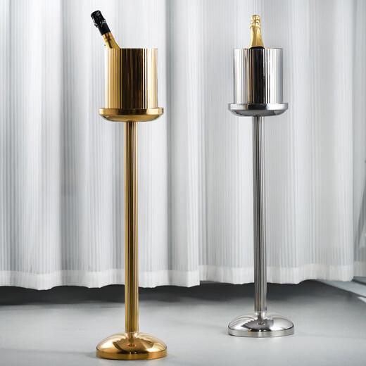 He Jiagong's new stainless steel champagne bucket thickened European-style metal ice bucket bar ktv wine chilled sample room soft decoration design silver scale pattern ice bucket set