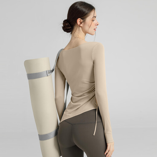 Youyou Yoga Wear Waist Slimming Sports Long Sleeve Advanced Pilates Training Top J35044Y1U Oatmeal M