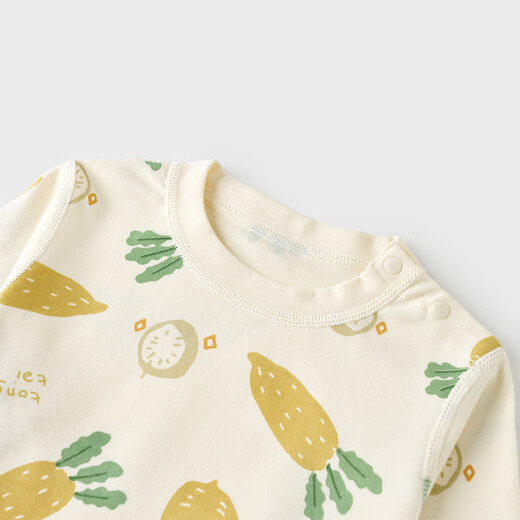 Tongtai (TONGTAI) baby suit spring and autumn pure cotton baby clothes children's home clothes underwear tops high waist pants yellow 80cm