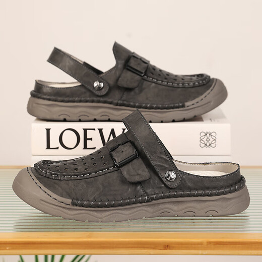 Sandalen Herren trendy Outdoor-Sportarten Kleidung Bag-Toe Casual Schuhe Pantoffeln 2025 Neue Sommer atmungsablöschbare Männer Beachschuhe schwarz [Mikrofaserleder A673] 44