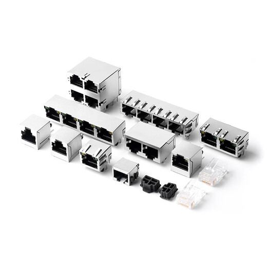 RJ45 network socket network cable 56/58/59 network port interface 8P8C crystal head base female base horizontal/vertical with light SMD sinking plate type (2 pieces) No Specifications