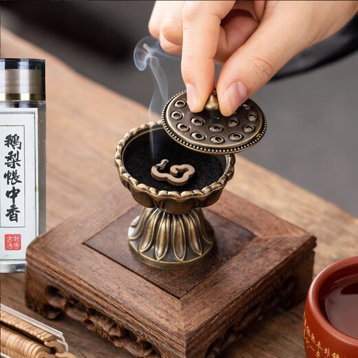 Shunxin Goose Pear Tent incense natural fragrance auspicious cloud thread incense sandalwood agarwood soothing sleep aid aromatherapy bedroom long-lasting incense burner three-flavor mixed 3 boxes of 126 pieces + three-legged copper incense burner