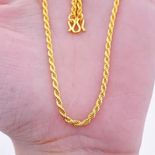 Zhou Ke Old Phoenix Gold Full Gold Gold Chain Women's Solid Clavicle Chain Twist Chain Fashion Versatile Plated Chain Gift 50cm Old Phoenix Necklace