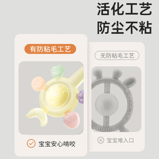 COOKSS hand rattle teether baby toy 0 to 6 months old and above. Newborn molars can be chewed and grasped by small months.