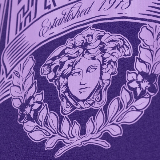 
VersaCE Luxury Medusa Men's Fashion Print Casual Short Sleeve Round Neck T-shirt 1013302 1A15909 Purple 1LJ40 S