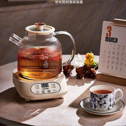 Good Lady (WIFER) health kettle low-power heat preservation integrated fully automatic constant temperature small one-person dormitory stew kettle multi-function kettle all-glass flower teapot intelligent appointment timed power off all glass 0 glue 1.2L long-lasting constant temperature insulation with tea filter
