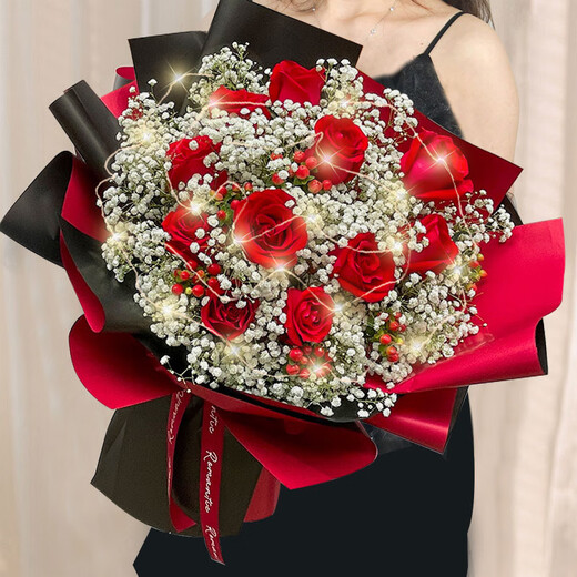 Zorah Valentine's Day flower delivery 11 roses mixed and matched bouquet for girlfriend's birthday gift nationwide citywide delivery 11 red roses bouquet