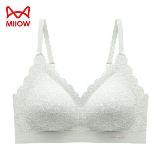 猫人性感蕾丝内衣女夏季小胸聚拢收副乳防下垂美背无痕文胸罩无钢圈 冰青 S 【建议80-95斤】